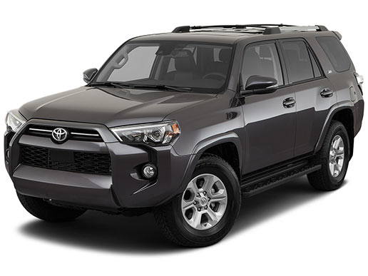 A picture of a Magnetic Grey Metallic exterior painted, 2022 Toyota 4Runner SR5 Premium SUV from a front corner, driver's side view.